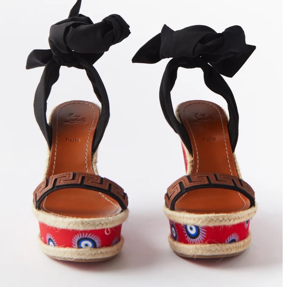 Christian Louboutin Athina Des Cyclades Evil Eye 120 Wedge Sandals BNIB 39 (9) - Picture 6 of 14